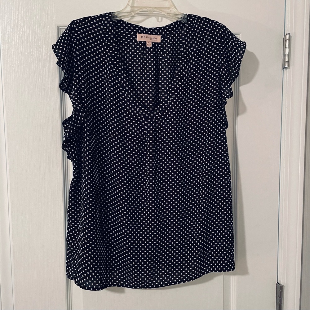 Philosophy brand black & white polka dot blouse
